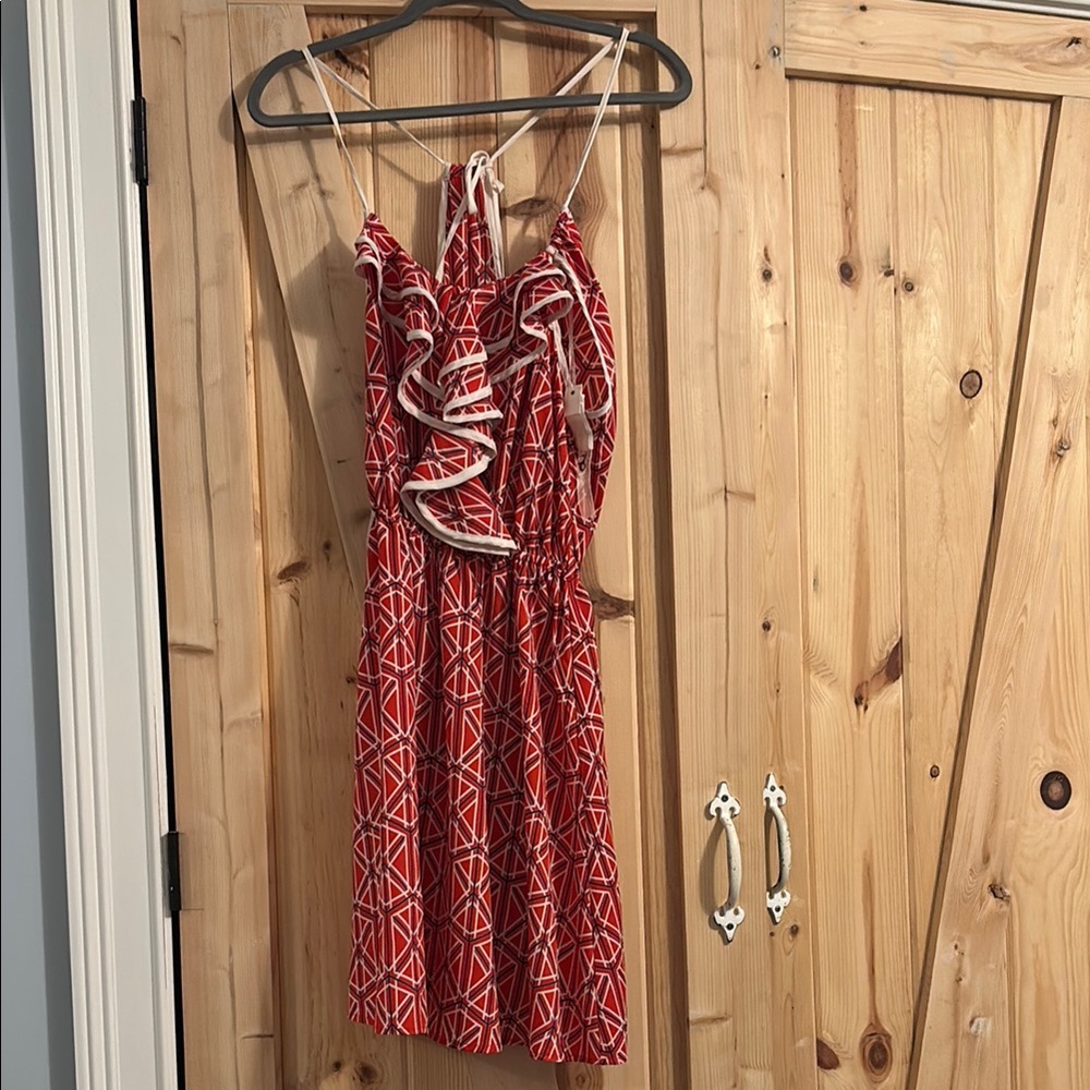 Stylish Red Geometric Women's Dress